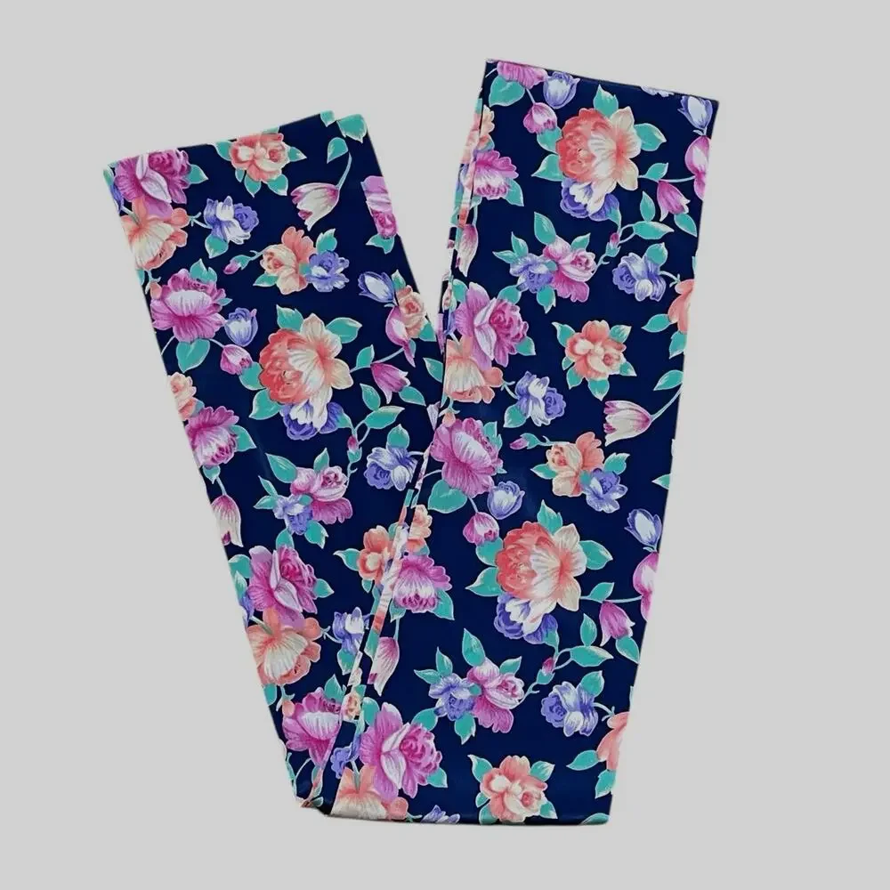 Susan Graver S.G. Sport Vintage Large Blue Floral Short Sleeve Top & Belt/Scarf